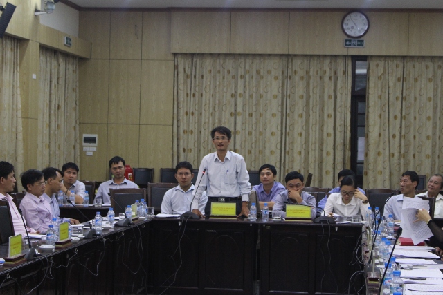 Ông Lê Ngọc Dương.Phó Giám đốc Sở Tài nguyên và Môi trường tỉnh Lào Cai phát biểu tại hội nghị