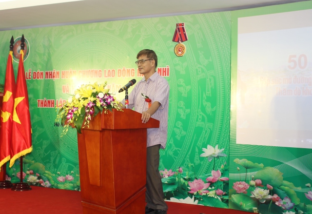 Nguyên Liên Đoàn trưởng Liên đoàn Vật lý Địa chất Nguyễn Trần Tân phát biểu 