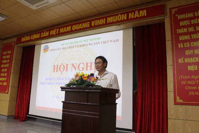 Ông Nguyễn Xuân Trường, Vụ trưởng Vụ Tài chính - Bộ TN&MT phát biểu tại Hội nghị