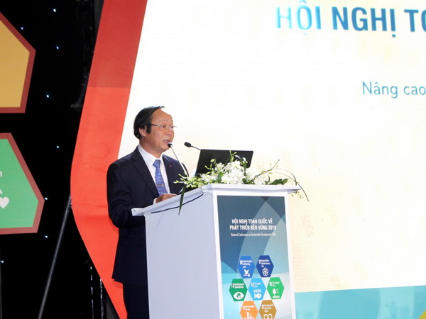 Hội nghị toàn quốc về Phát triển bền vững 2018: Thứ trưởng Bộ Tài nguyên và Môi trường Võ Tuấn Nhân phát biểu tại Hội nghị