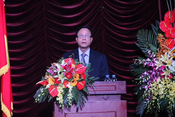 PGS.TS Đỗ Cảnh Dương – Tổng Cục trưởng Tổng cục Địa chất Khoáng sản Việt Nam, Chủ tịch Tổng Hội Địa chất Việt Nam phát biểu tại buổi lễ.